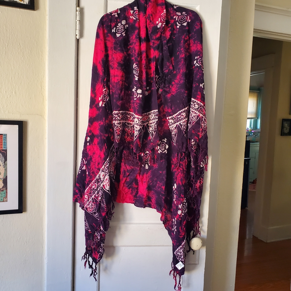 Pink And Purple Tye Dye Hawaiian Print Sarong